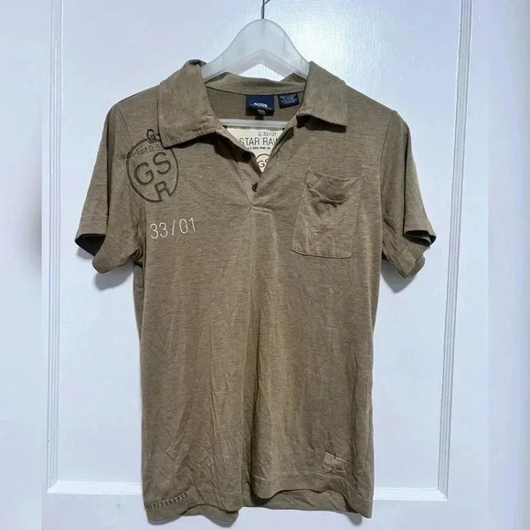 G Star Raw Tan Polo With Logo and Design - Picture 4 of 5